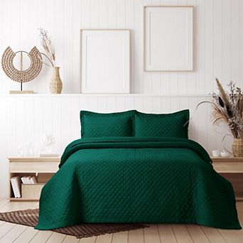 Tribeca Living Brisbane Solid Oversized Diamond Quilt Set