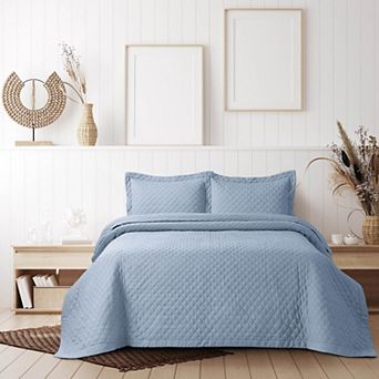 Tribeca Living Brisbane Solid Oversized Diamond Quilt Set