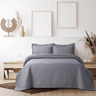 Tribeca Living Brisbane Solid Oversized Diamond Quilt Set