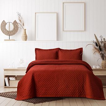 Tribeca Living Brisbane Solid Oversized Diamond Quilt Set