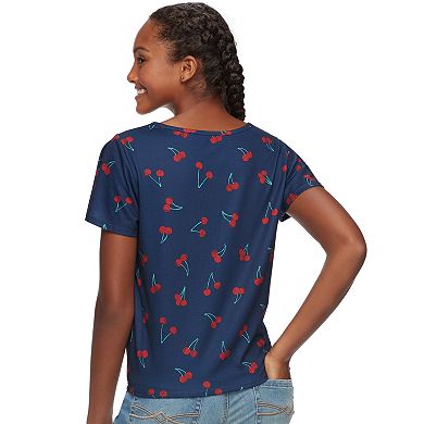 Juniors' SO® Print Knot-Front Tee