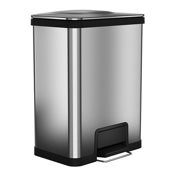 13-Gallon Modern Stainless Steel Kitchen Trash Can with Foot Step Pedal  Design