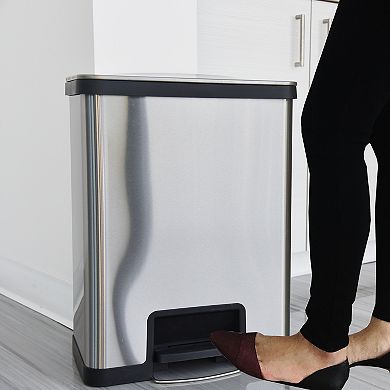 iTouchless Halo 13-gallon AirStep Stainless Steel Trash Can