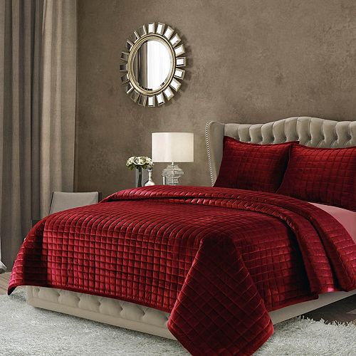 Tribeca Living Florence Velvet Oversized Solid Quilt Set