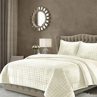 Tribeca Living Florence Velvet Oversized Solid Quilt Set