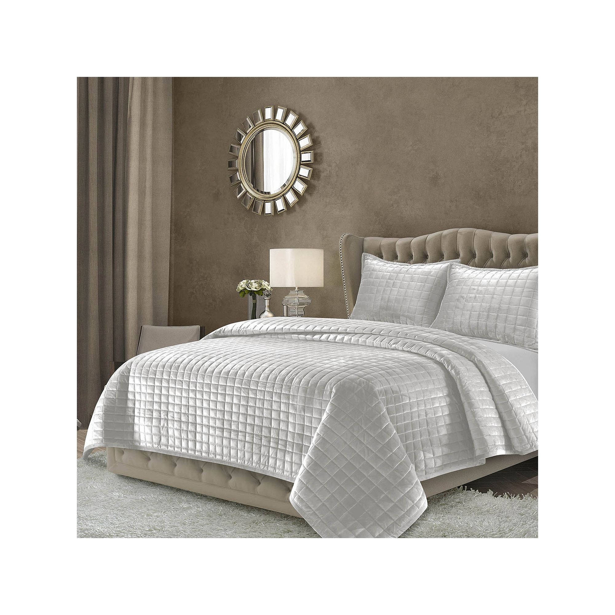 Tribeca Living Florence Velvet Oversized Solid Quilt Set, Silver