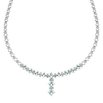 The Regal Collection Sterling Silver Aquamarine & Lab-Created White Sapphire Y Necklace