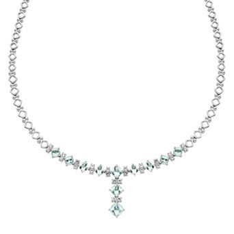 The Regal Collection Sterling Silver Aquamarine & Lab-Created White Sapphire Y Necklace