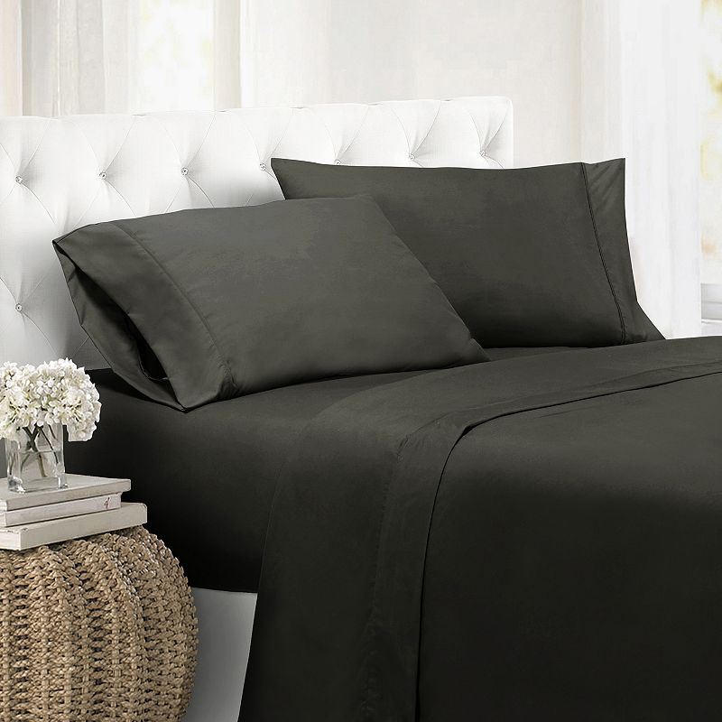 Swift Home Solid Microfiber Sheet Set, Black, Queen Set