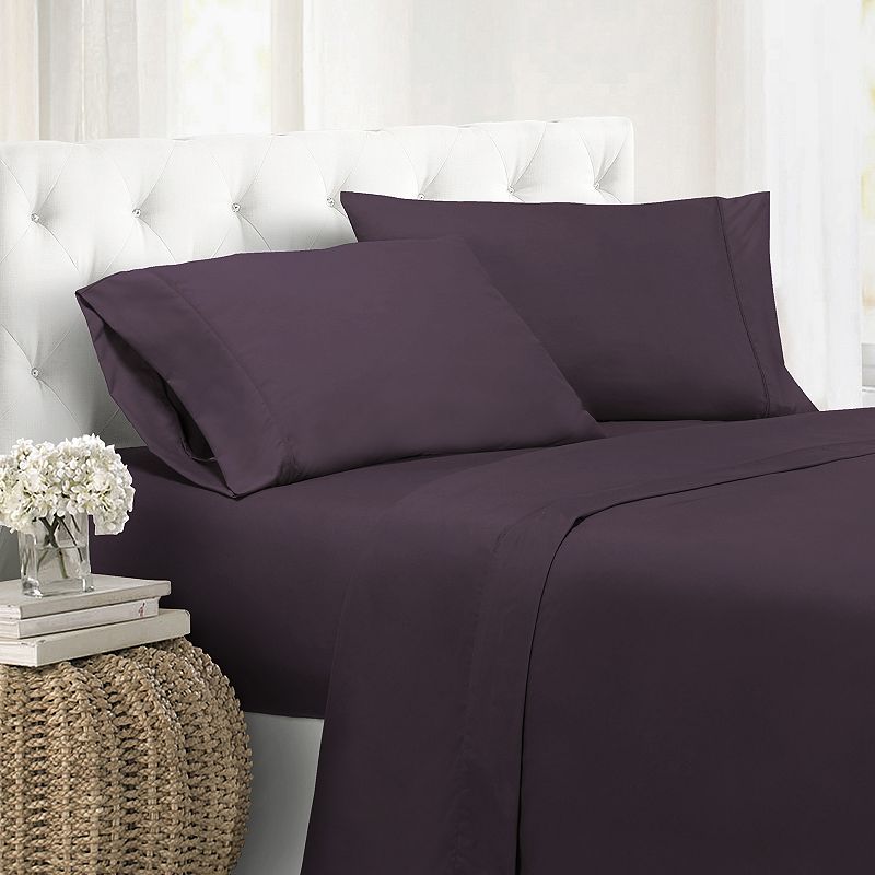 Swift Home Solid Microfiber Sheet Set, Drk Purple, King Set