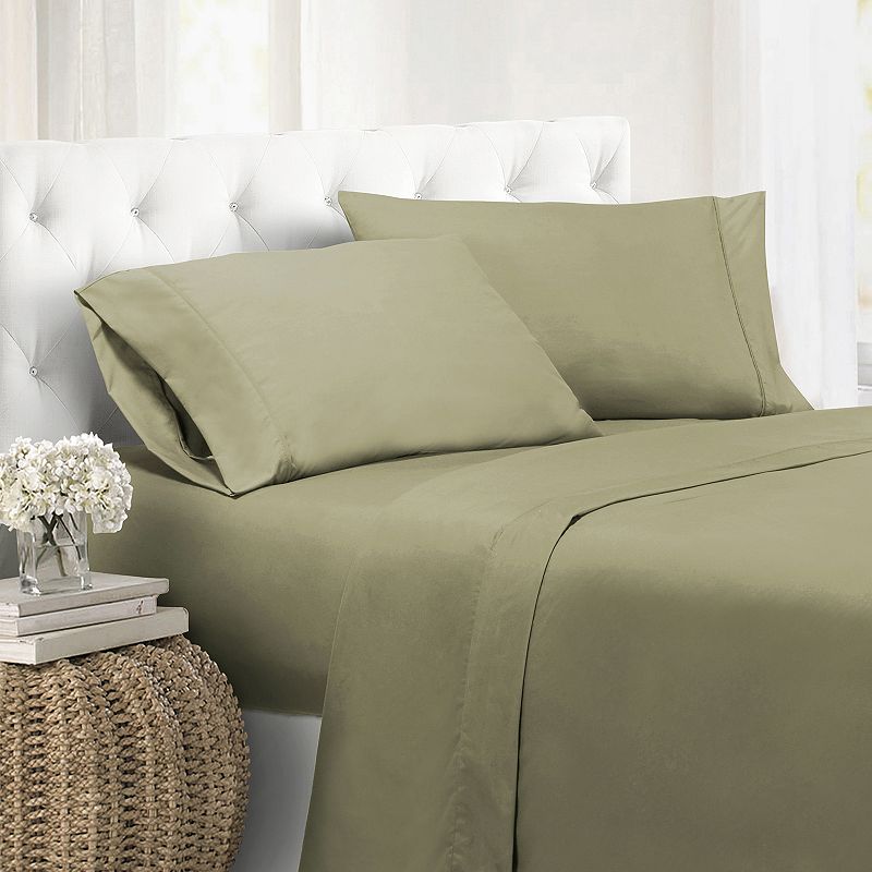 Swift Home Solid Microfiber Sheet Set, Med Green, CKING SET