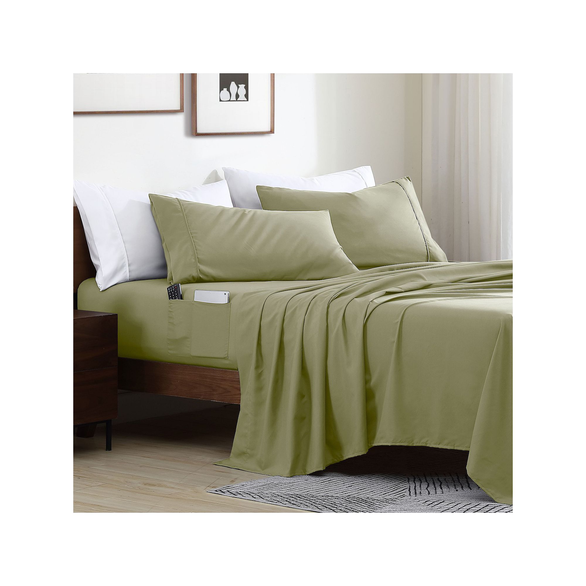 Swift Home Storage Pocket Smart Sheet Set, Green
