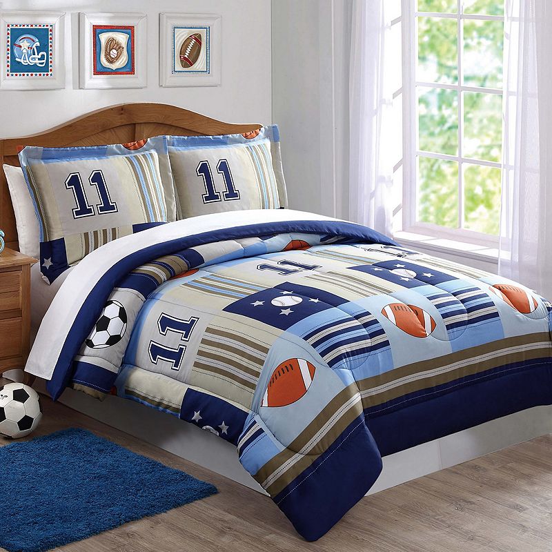 My World Kids Sports Comforter Set, Turquoise/Blue, Twin