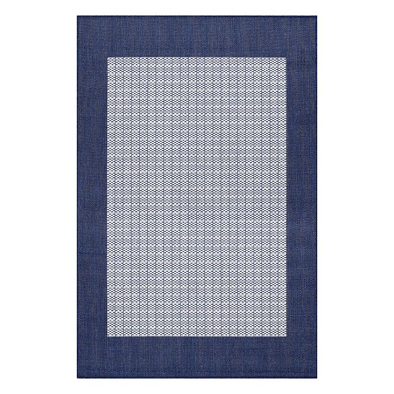 Couristan Recife Checkered Field Framed Woven Indoor Outdoor Rug, Natural, 7.5X11 Ft