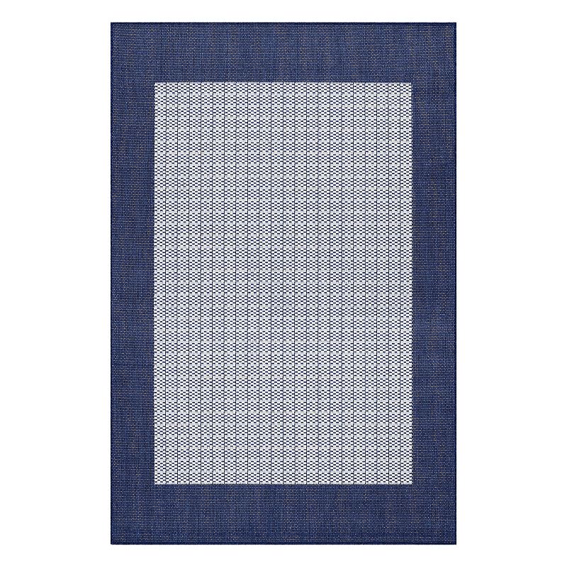 Couristan Recife Checkered Field Framed Woven Indoor Outdoor Rug, Natural, 7.5X11 Ft