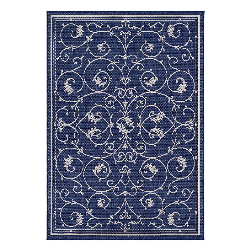 Couristan Recife Veranda Floral Scroll Indoor Outdoor Rug, Natural, 6X9 Ft