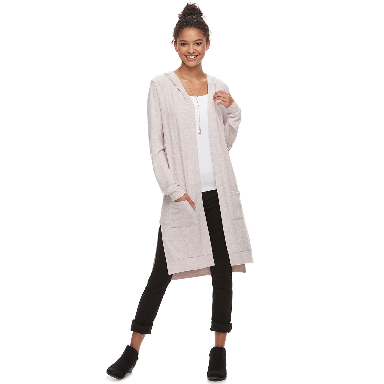 hooded duster cardigan