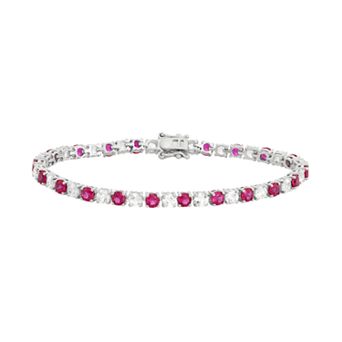 The Regal Collection Sterling Silver Lab-Created Ruby & White Sapphire Tennis Bracelet