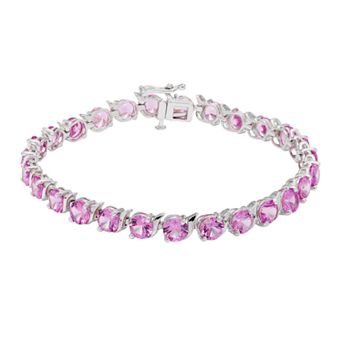 The Regal Collection Sterling Silver Lab-Created Pink Sapphire Bracelet