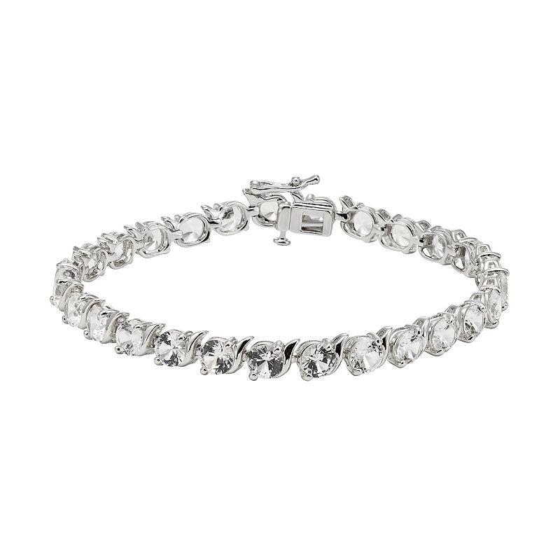 Sterling Silver Lab-Created White Sapphire Bracelet, Womens, Size: 7.5