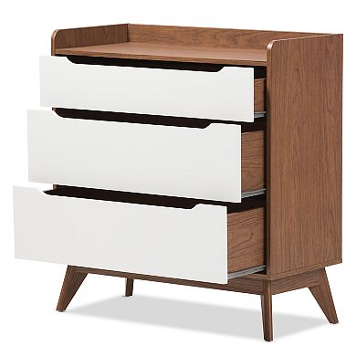Baxton Studio Brighton Mid-Century 3-Drawer Dresser