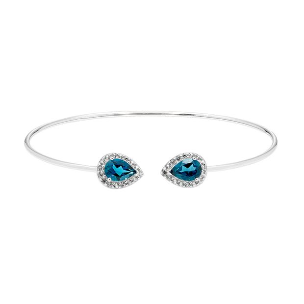 Sterling Silver Blue Topaz Cuff