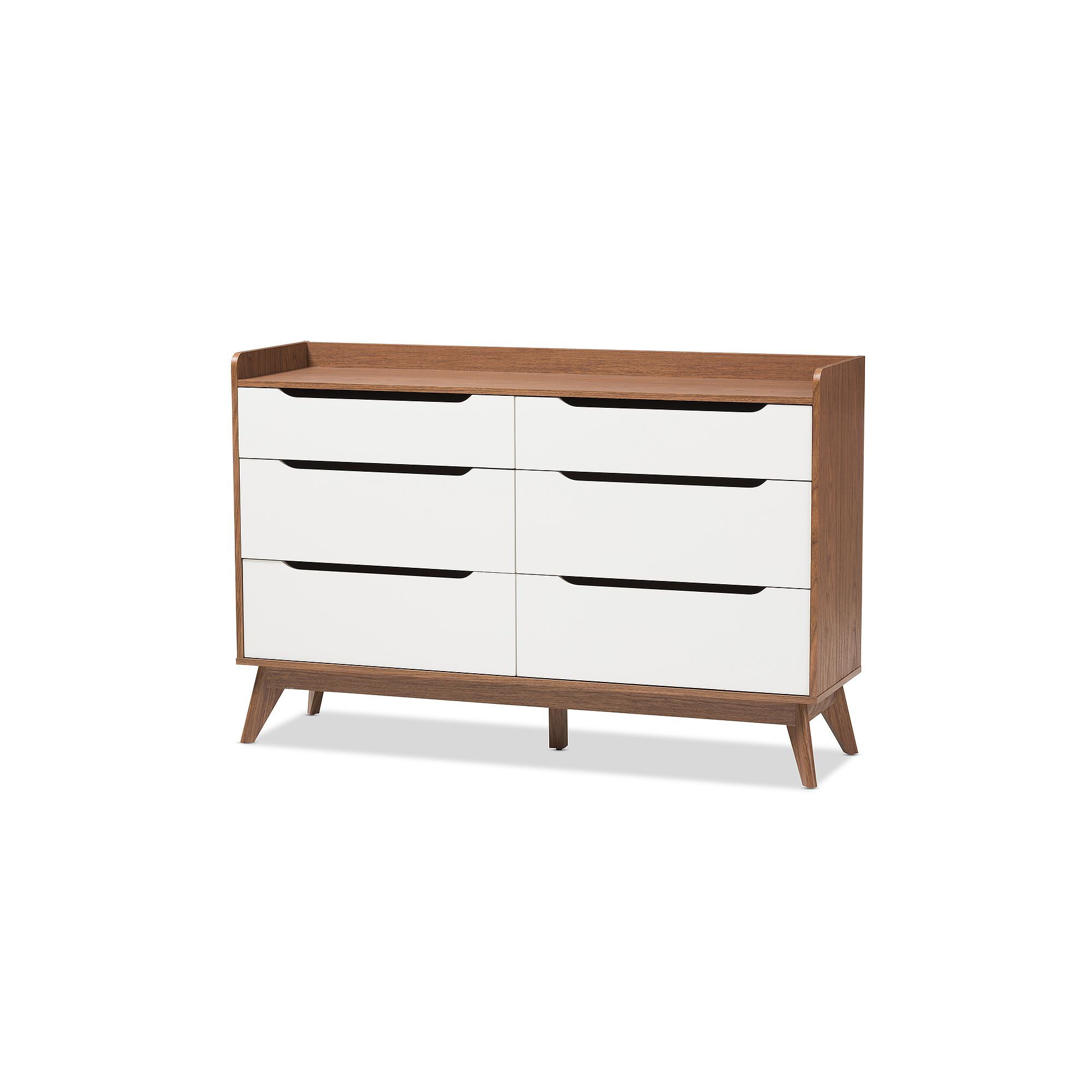 Baxton Studio Brighton Mid-Century 6-Drawer Dresser, White