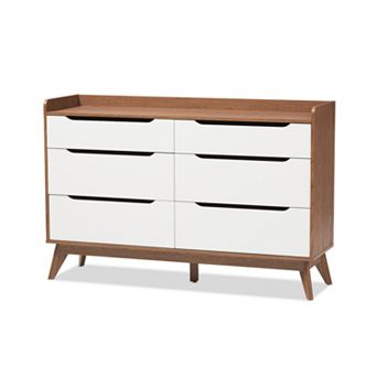 Baxton Studio Brighton Mid-Century 6-Drawer Dresser