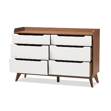 Baxton Studio Brighton Mid-Century 6-Drawer Dresser