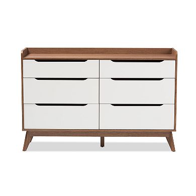 Baxton Studio Brighton Mid-Century 6-Drawer Dresser