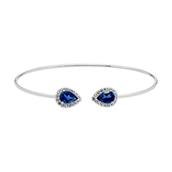 The Regal Collection Sterling Silver Lab-Created Blue & White Sapphire Halo Cuff Bracelet