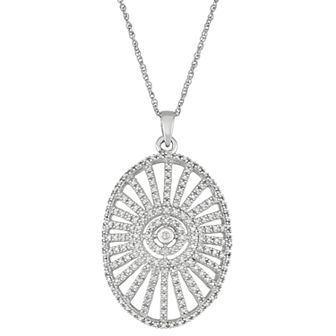 Jewelexcess Sterling Silver 1/2 Carat T.W. Diamond Openwork Pendant Necklace