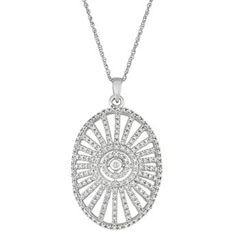 Jewelexcess Sterling Silver 1/2 Carat T.W. Diamond Openwork Pendant Necklace