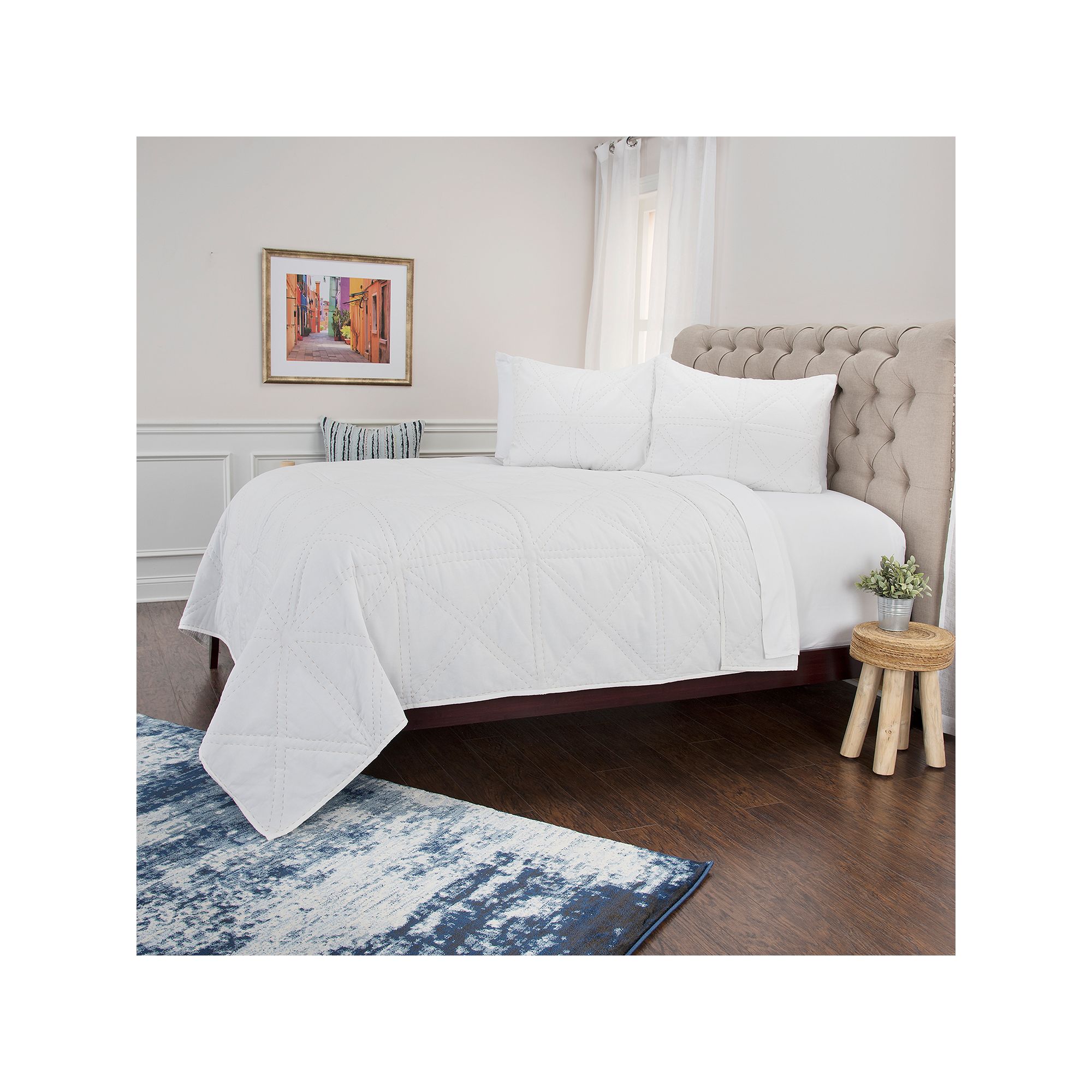 Rizzy Home Simpson Solid Quilt Set with Shams, White