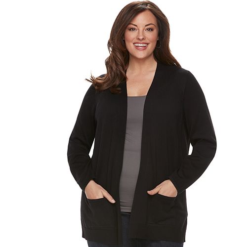 Plus Size Croft & Barrow® Essential Open Front Cardigan