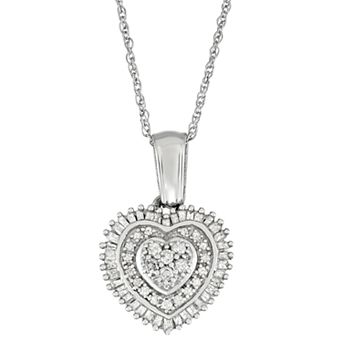 Jewelexcess Sterling Silver 1/2 Carat T.W. Diamond Heart Pendant Necklace