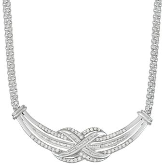 Jewelexcess Sterling Silver 1 Carat T.W. Diamond Festoon Necklace
