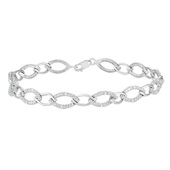 Jewelexcess Sterling Silver Diamond Accent Marquise Link Bracelet