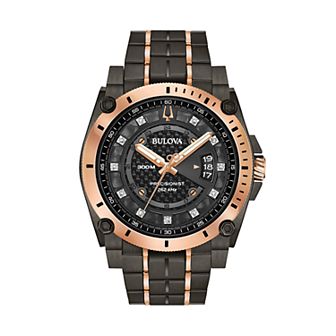 Bulova Men's Precisionist Diamond Accent Black Ion-Plated Stainless Steel Watch - 98D149