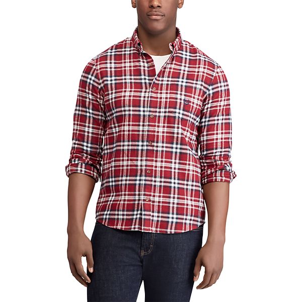 kanker etiquette walgelijk Men's Chaps Slim-Fit Performance Flannel Button-Down Shirt