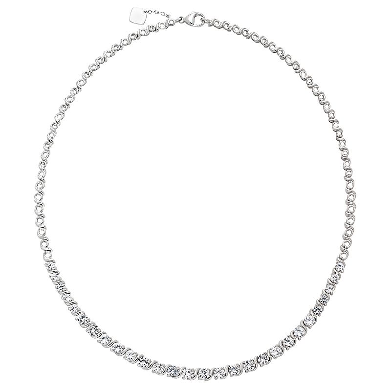 Sterling Silver Lab-Created White Sapphire Necklace, Womens, Size: 18
