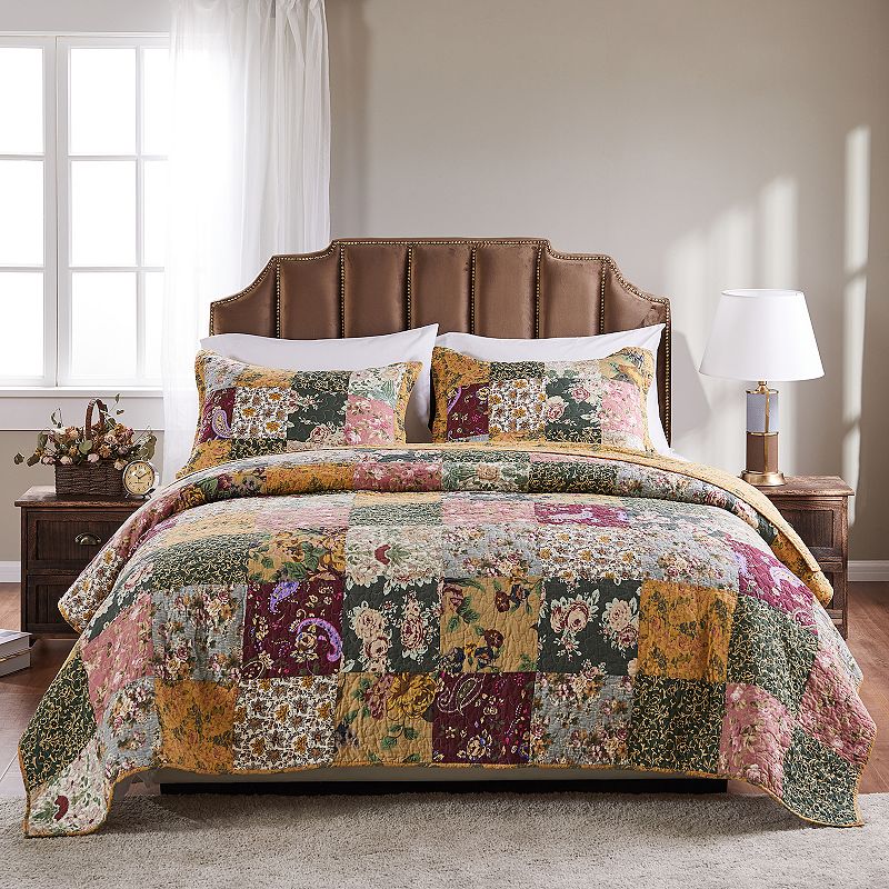 Greenland Home Fashions Antique Chic Quilt Set, Multicolor, Twin