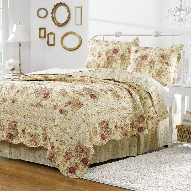Greenland Home Fashions Antique Rose Quilt Set, Multicolor, Twin