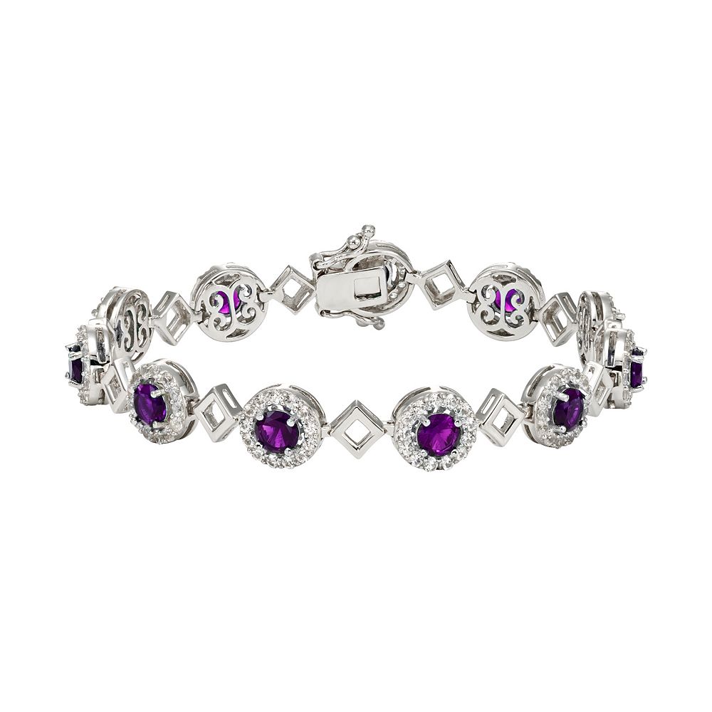The Regal Collection Sterling Silver Amethyst & Lab-Created White