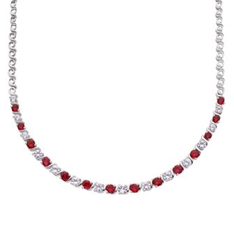 The Regal Collection Sterling Silver Lab-Created Ruby & White Sapphire Necklace