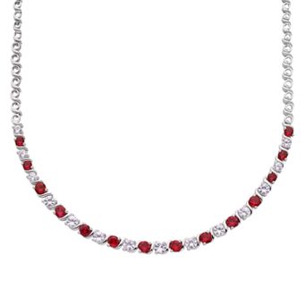 The Regal Collection Sterling Silver Lab-Created Ruby & White Sapphire Necklace