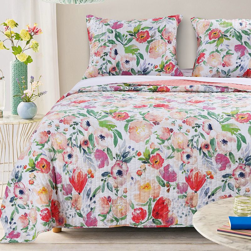 Greenland Home Fashions Blossom Quilt Set, Multicolor, Twin