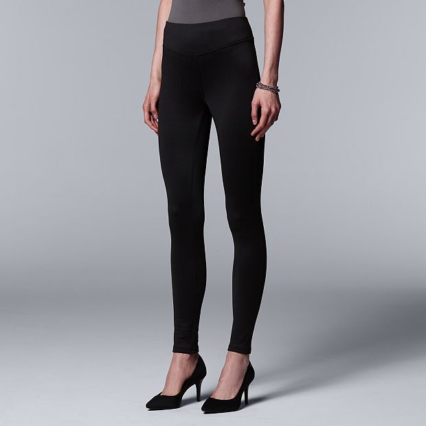 Simply Vera Vera Wang Leggings: Black Solid Bottoms - Size Medium