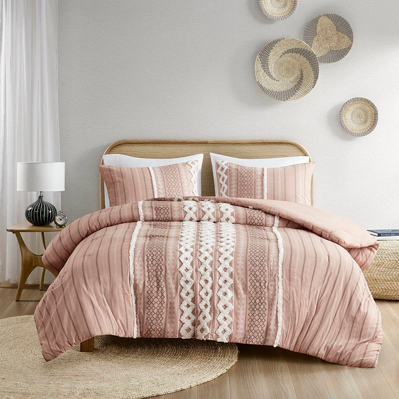 INK+IVY Imani 3-piece Cotton Comforter Set with Shams, Pink, Full/Queen