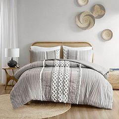 Gray Damask Tanner Reversible Comforter Set (Queen) - Marble Hill